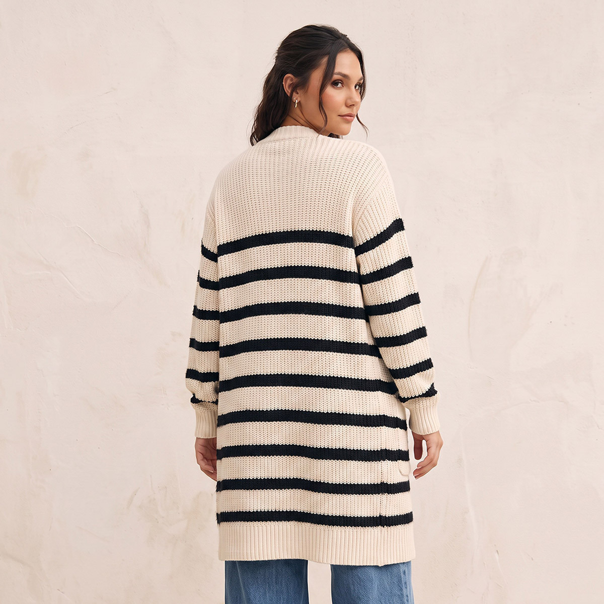 Splash Youth Longline Striped Cardigan-women-winterwear-cardigansandjumpers-cardigans-image-4