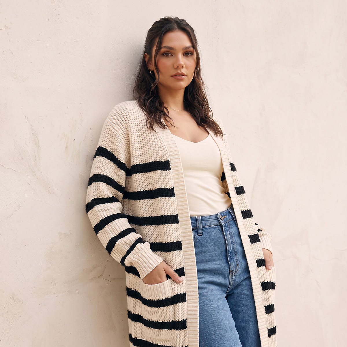 Splash Youth Longline Striped Cardigan-women-winterwear-cardigansandjumpers-cardigans-image-6