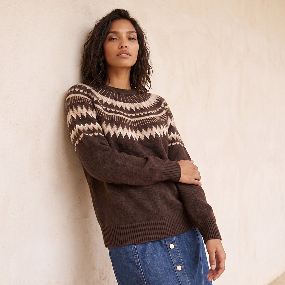 كنزة بارزة الملمس بياقة ضيقة من سبلاش يوث-women-winterwear-cardigansandjumpers-jumpers-image-1