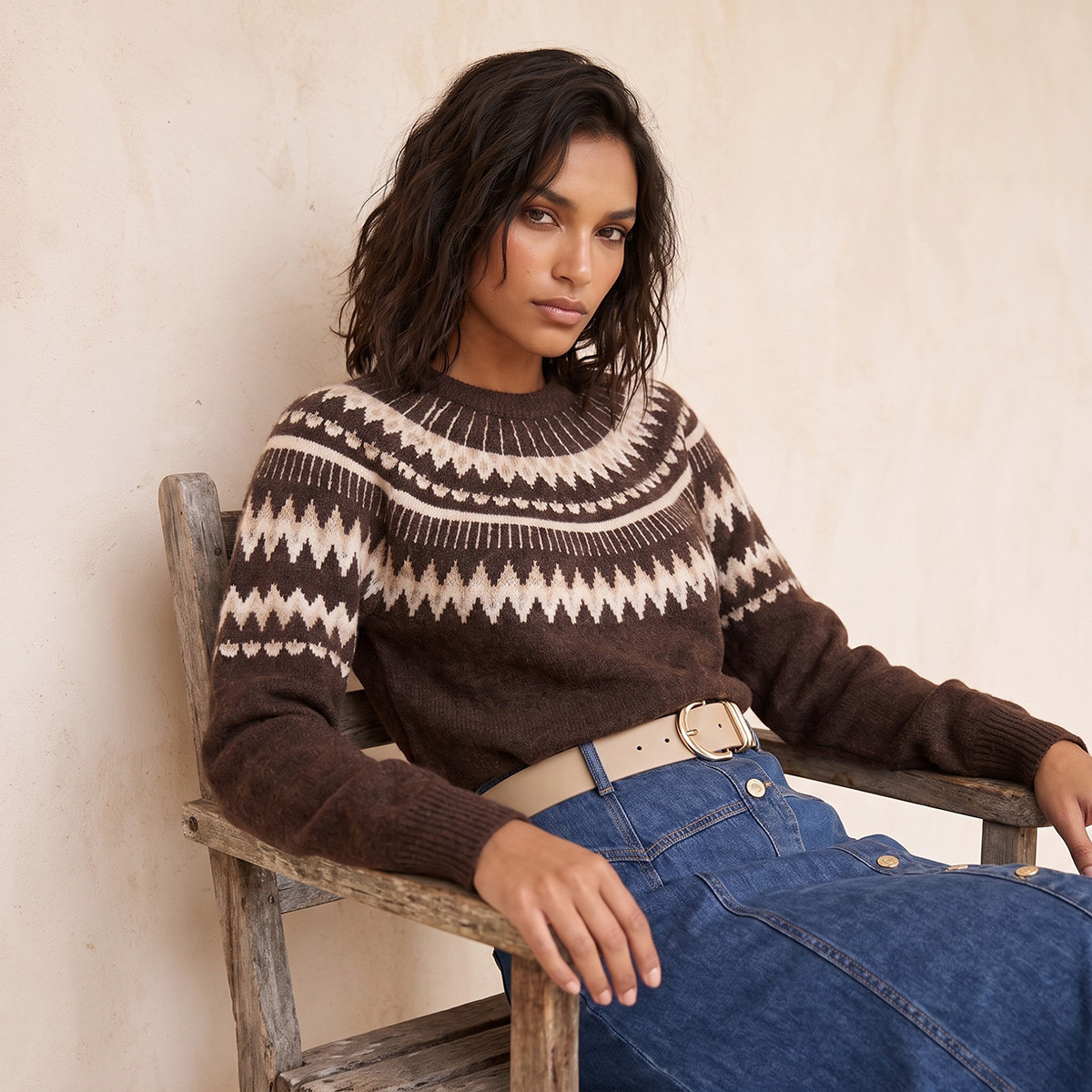 كنزة بارزة الملمس بياقة ضيقة من سبلاش يوث-women-winterwear-cardigansandjumpers-jumpers-image-5