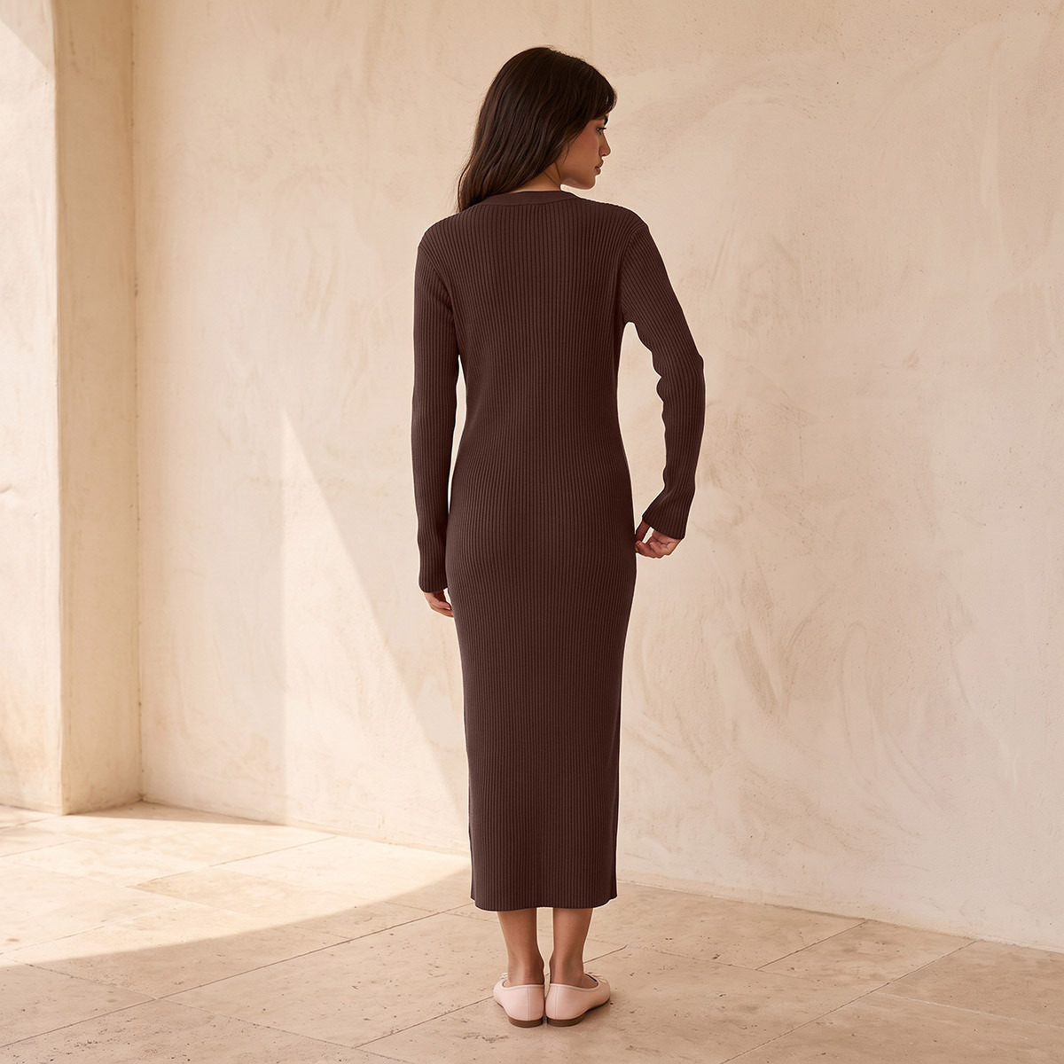 فستان ميدي بقصة ضيقة وتفاصيل مضلعة من سبلاش يوث-women-clothing-dresses-image-2
