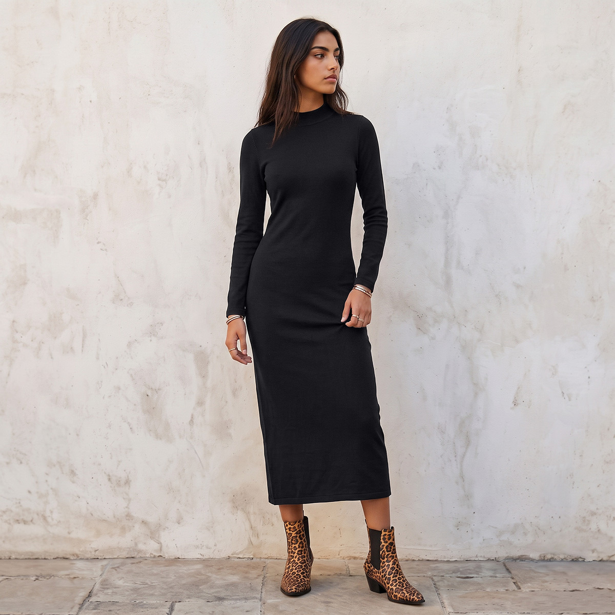 فستان بوديكون ميدي بياقة عالية من سبلاش يوث-women-clothing-dresses-image-1