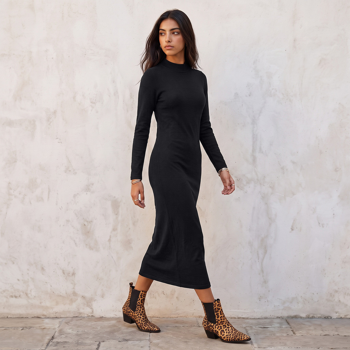 فستان بوديكون ميدي بياقة عالية من سبلاش يوث-women-clothing-dresses-image-3