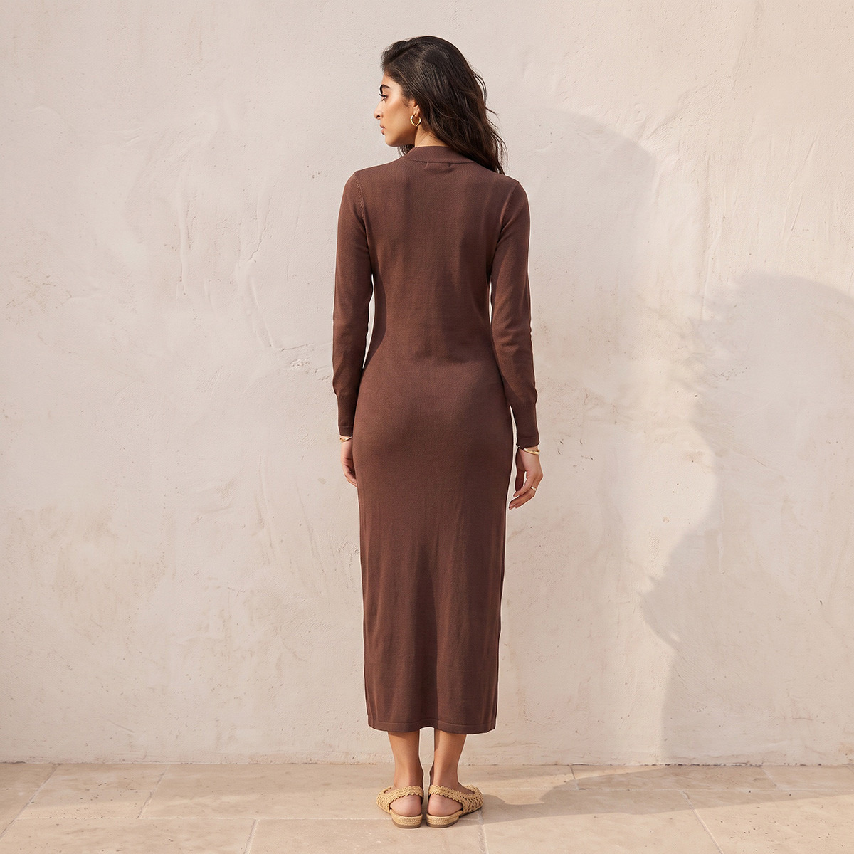 Splash Youth Midi Bodycon Dress with High Neck-women-clothing-dresses-image-2