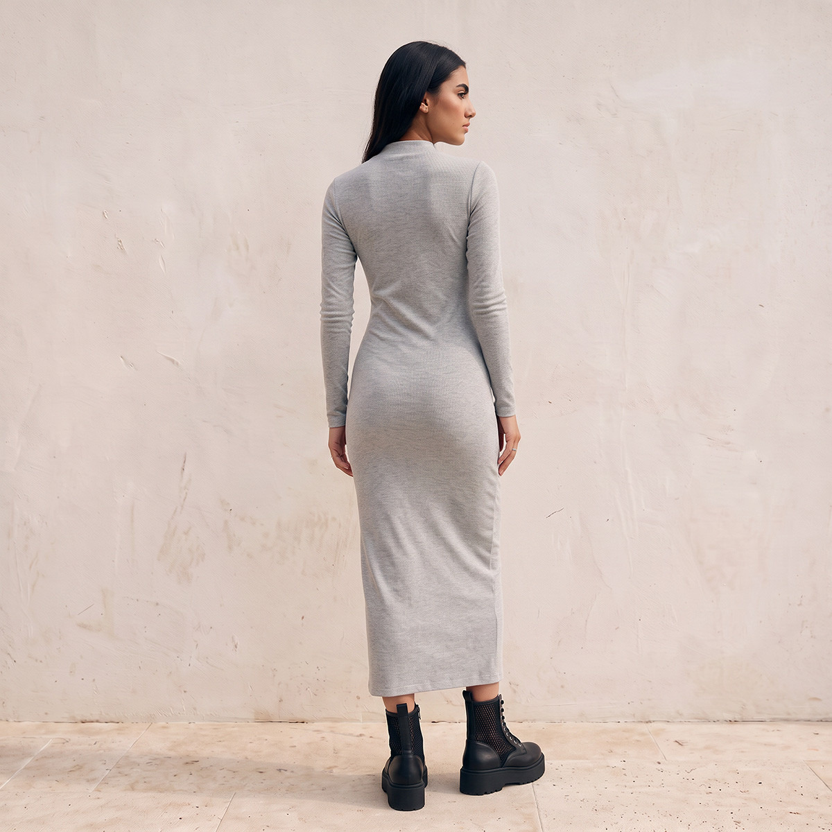 Splash Youth Midi Bodycon Dress with High Neck-women-clothing-dresses-image-2