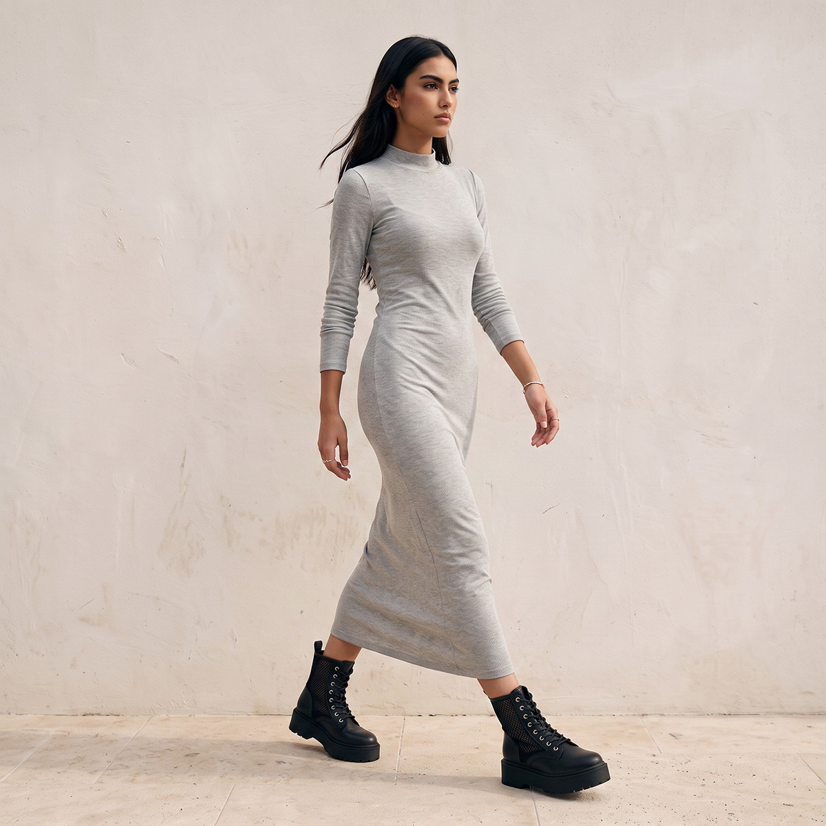 Splash Youth Midi Bodycon Dress with High Neck-women-clothing-dresses-image-3