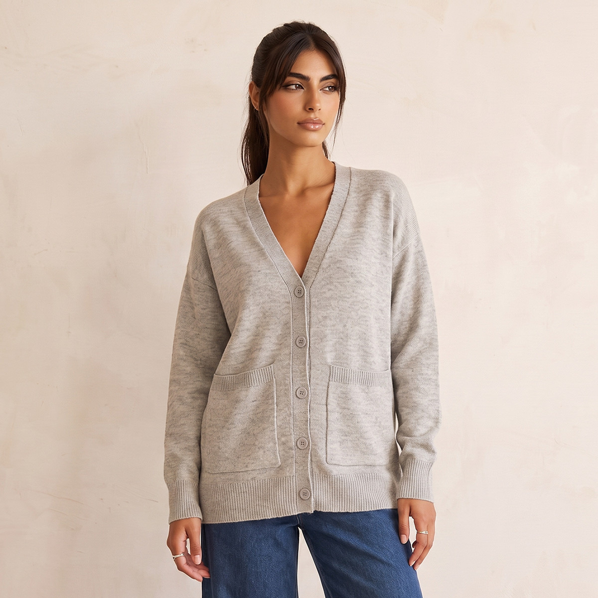 كارديجان فضفاض بجيوب من سبلاش يوث-women-clothing-plussize-cardigansandjumpers-cardigans-image-2