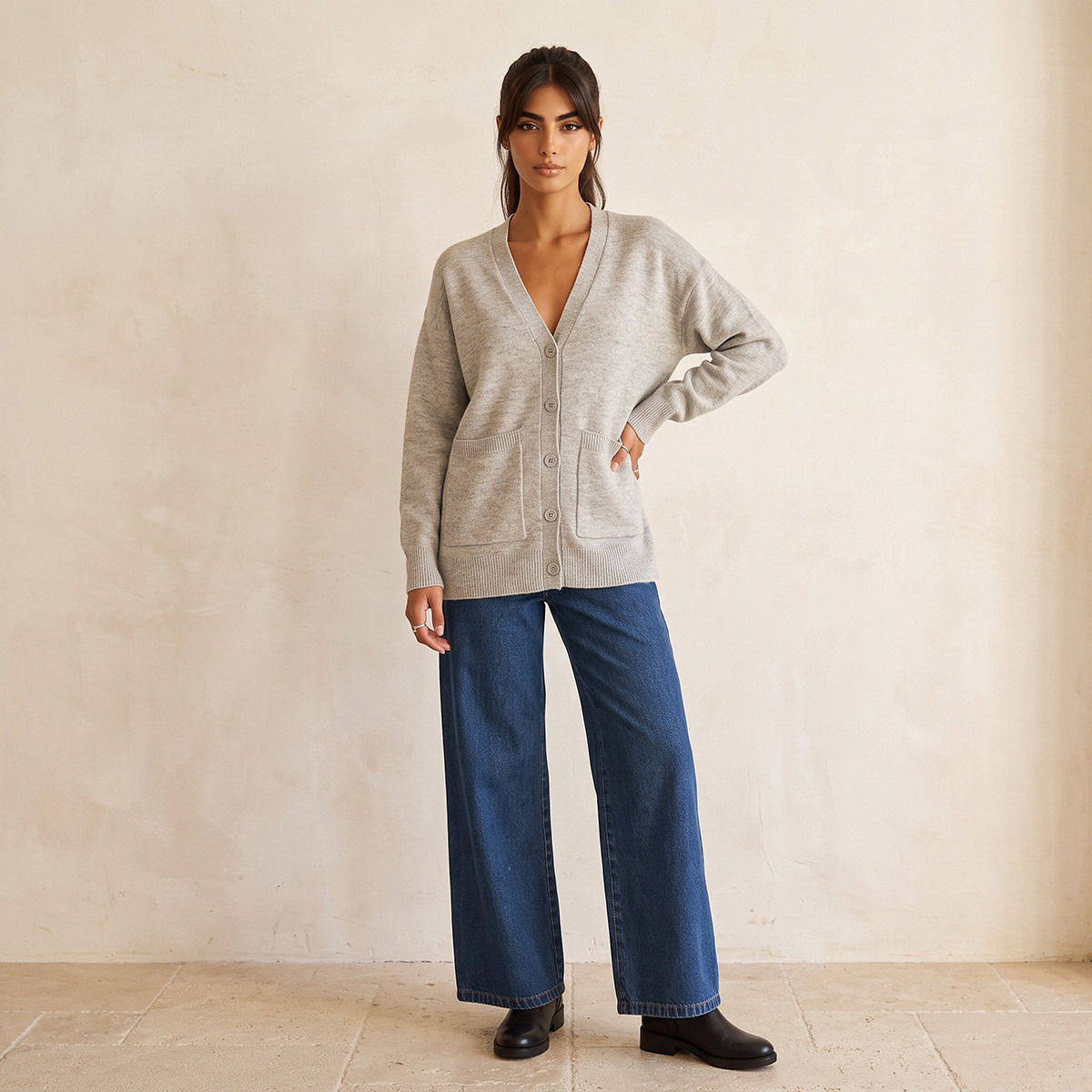 كارديجان فضفاض بجيوب من سبلاش يوث-women-clothing-plussize-cardigansandjumpers-cardigans-image-4