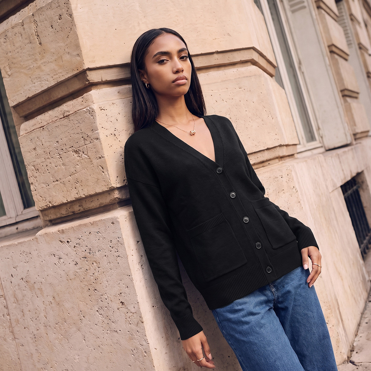 كارديجان فضفاض بجيوب من سبلاش يوث-women-clothing-plussize-cardigansandjumpers-cardigans-image-1