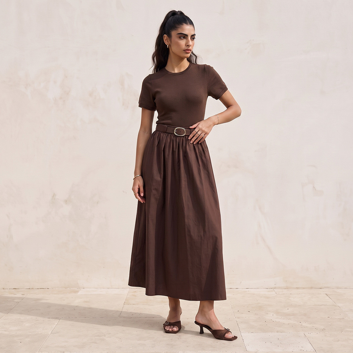 Splash Youth Maxi A-line Cotton Dress with Belt-women-clothing-dresses-image-5