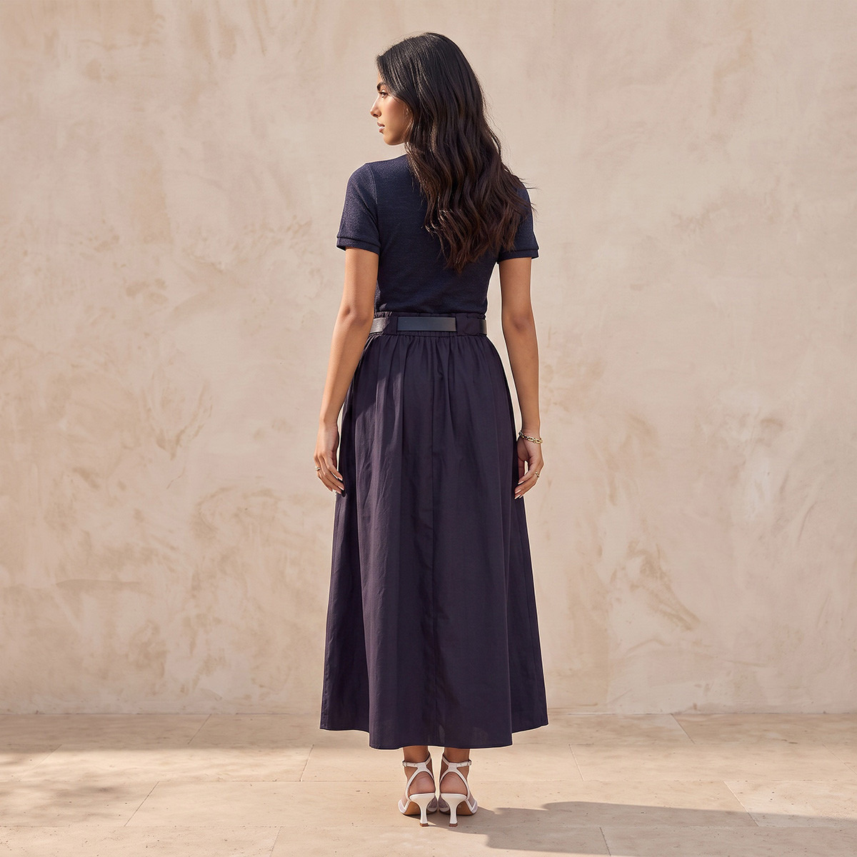 فستان ماكسي قطن إيه لاين بحزام خصر من سبلاش-women-clothing-dresses-image-3