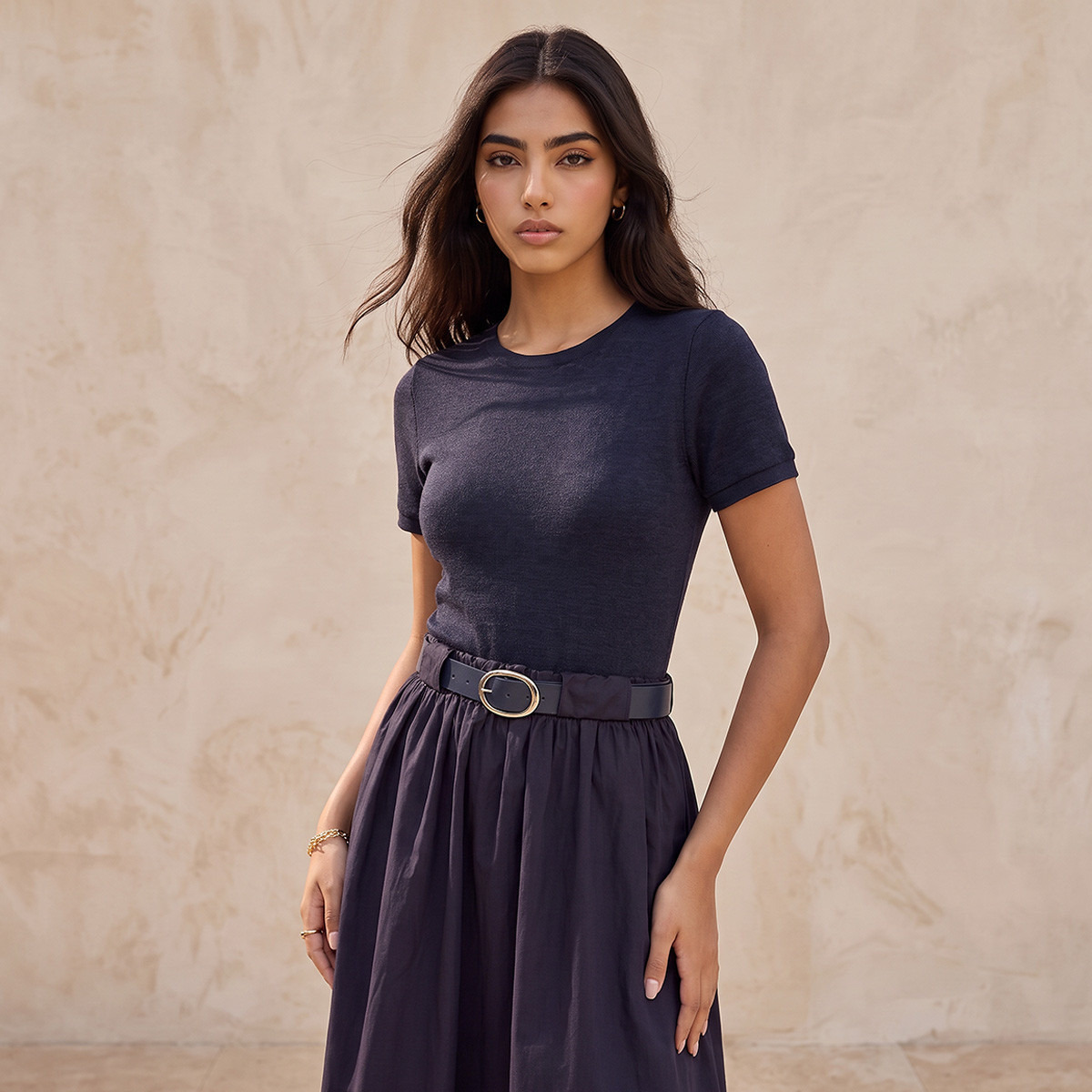 فستان ماكسي قطن إيه لاين بحزام خصر من سبلاش-women-clothing-dresses-image-5