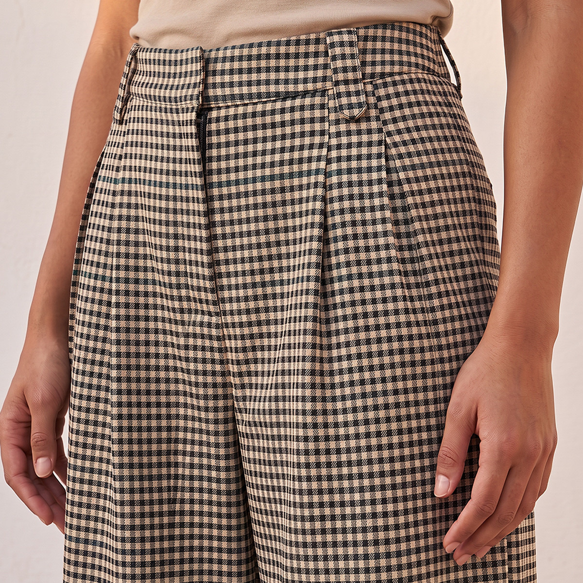Splash Youth Semi Elastic Waist Checked Trousers-women-clothing-trousers-image-5