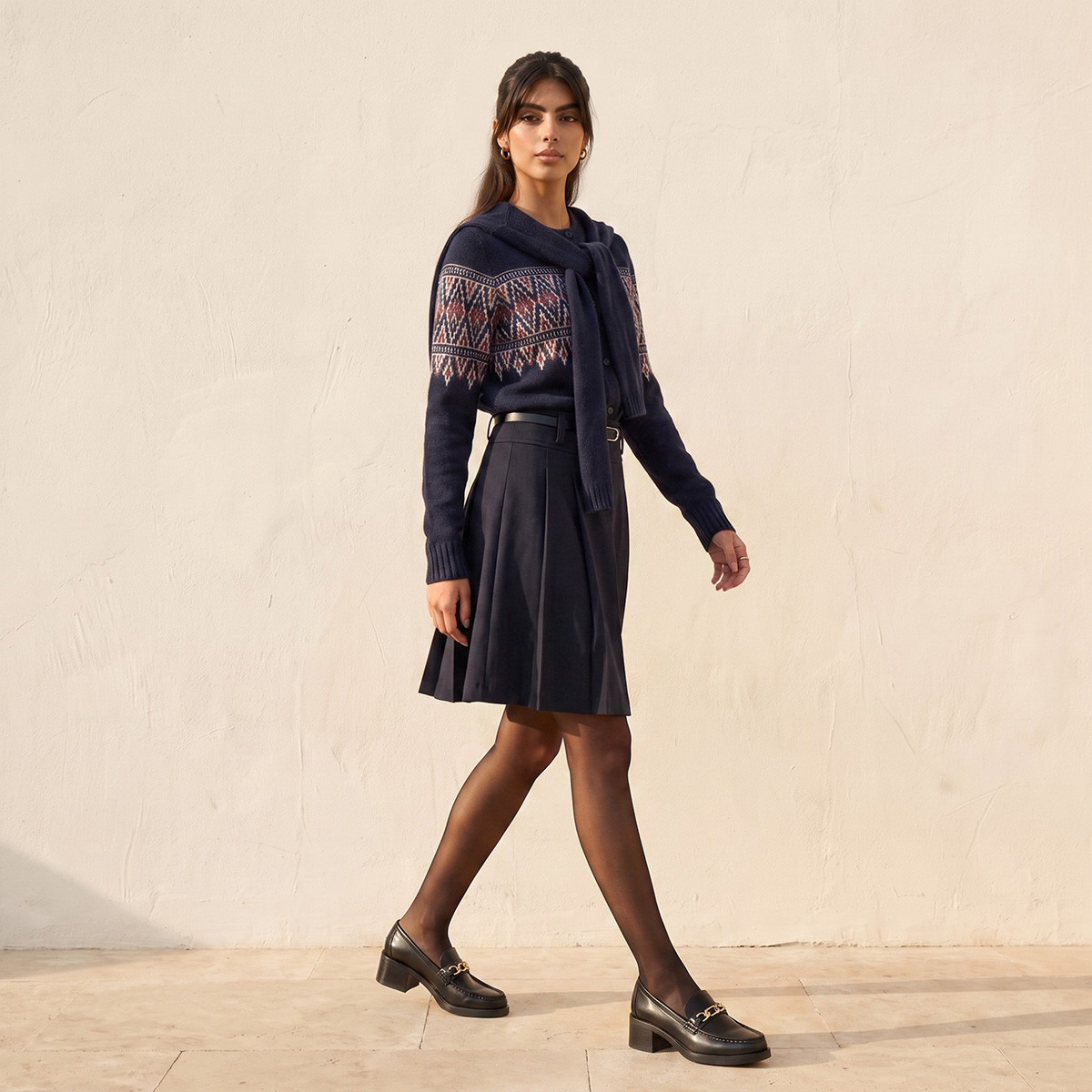 Splash Youth Pleated Skater Skirt with Belt-women-clothing-skirts-image-2
