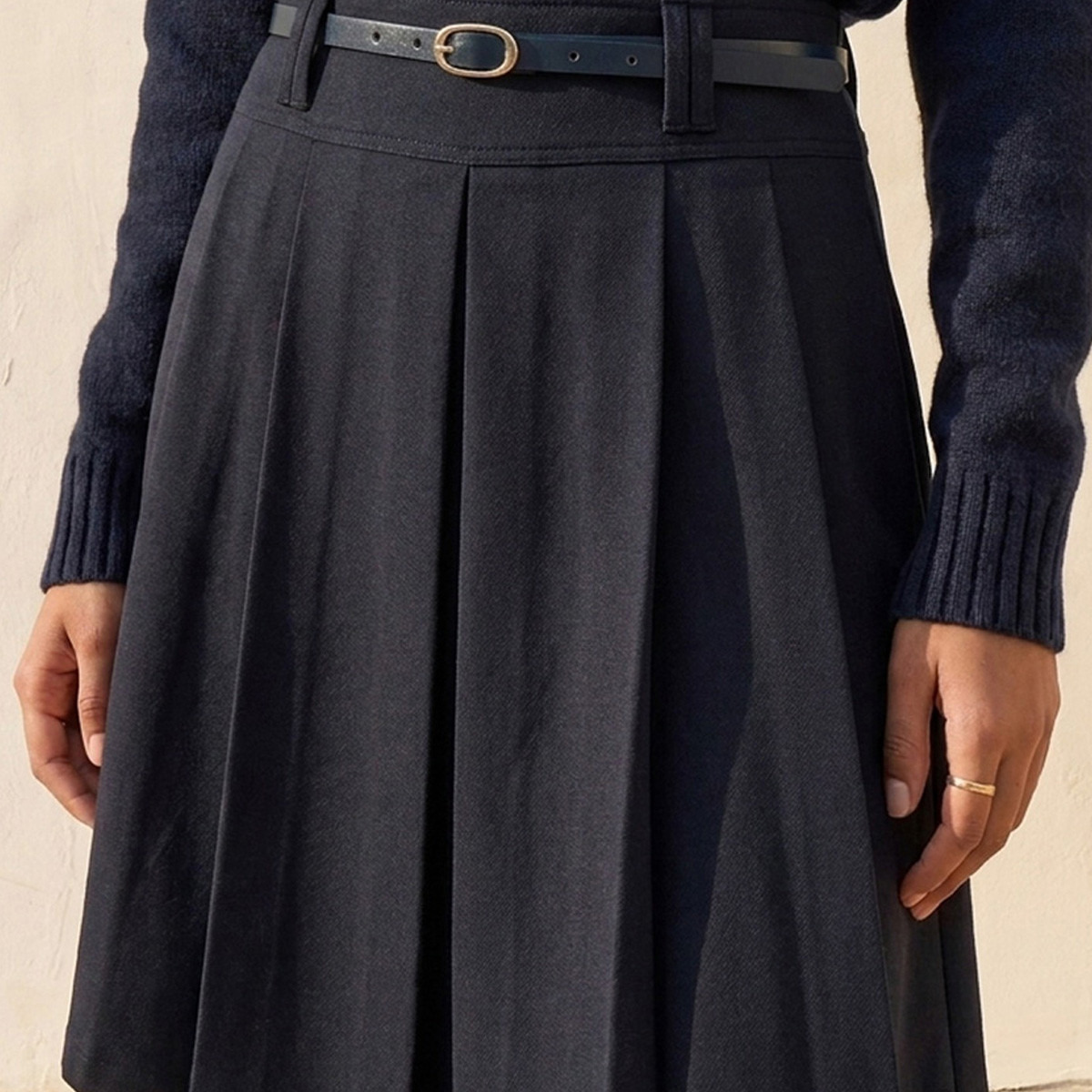 Splash Youth Pleated Skater Skirt with Belt-women-clothing-skirts-image-4