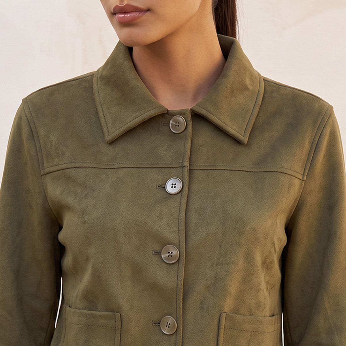 جاكيت من الجلد السويدي بقصة عادية وجيوب رقعة من سبلاش يوث-women-winterwear-coatsandjackets-jackets-image-5