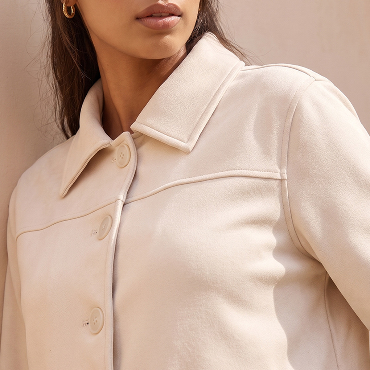 جاكيت من الجلد السويدي بقصة عادية وجيوب رقعة من سبلاش يوث-women-winterwear-coatsandjackets-jackets-image-6