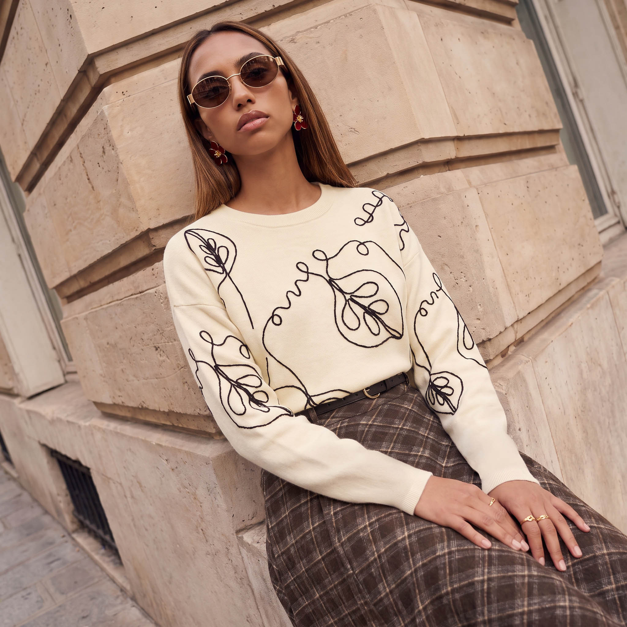 Splash Youth Embroidered Sweater-women-plussize-tops-cardigansandsweaters-image-1