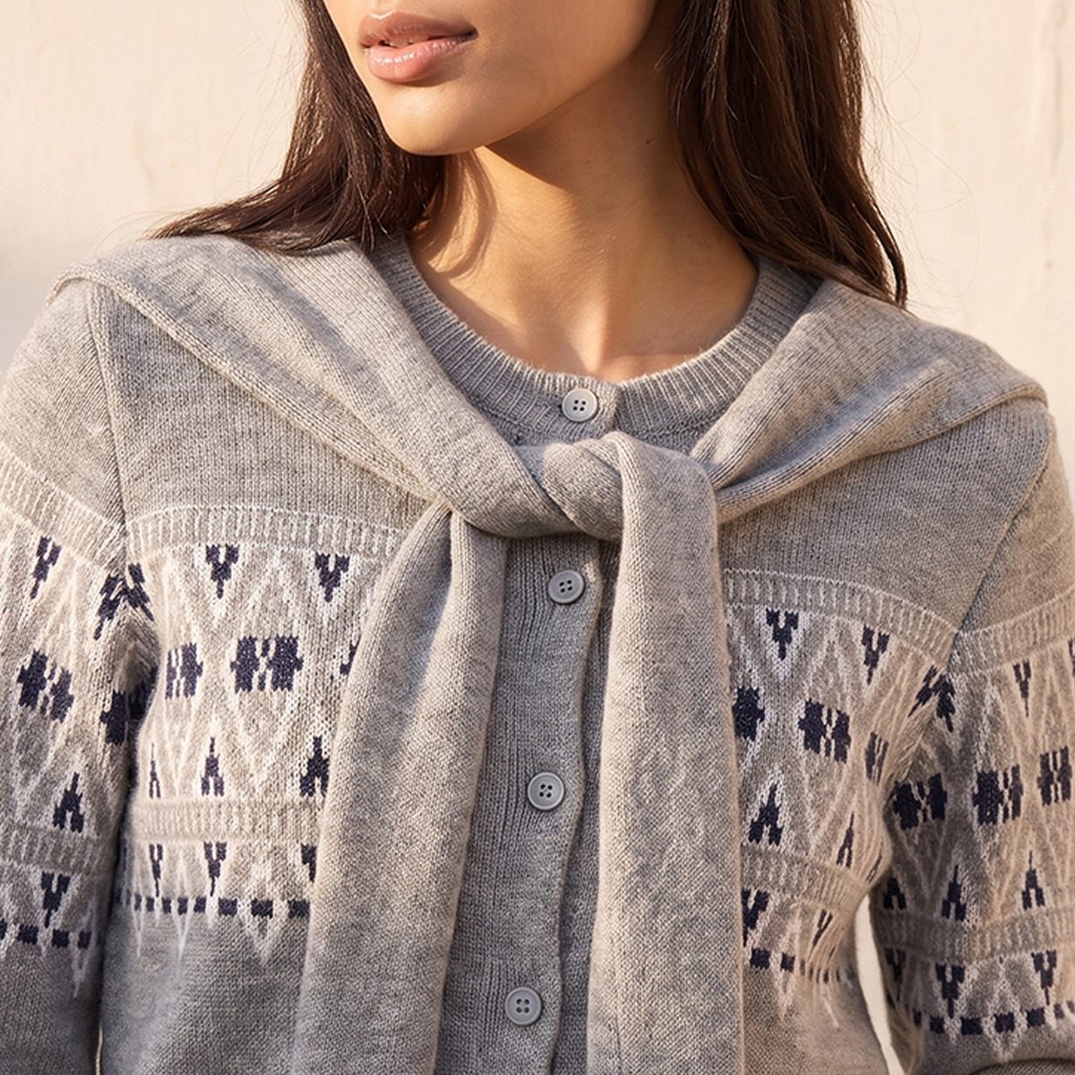 كارديغان بارز الملمس مع وشاح ربط من سبلاش يوث-women-winterwear-cardigansandjumpers-cardigans-image-4