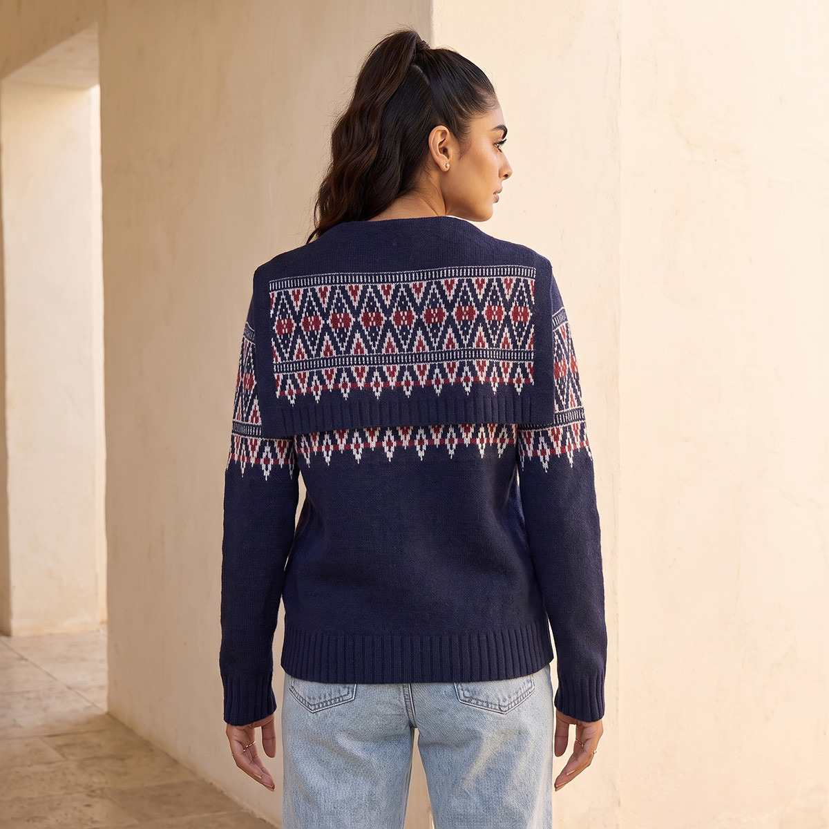 كارديغان بارز الملمس مع وشاح ربط من سبلاش يوث-women-winterwear-cardigansandjumpers-cardigans-image-3