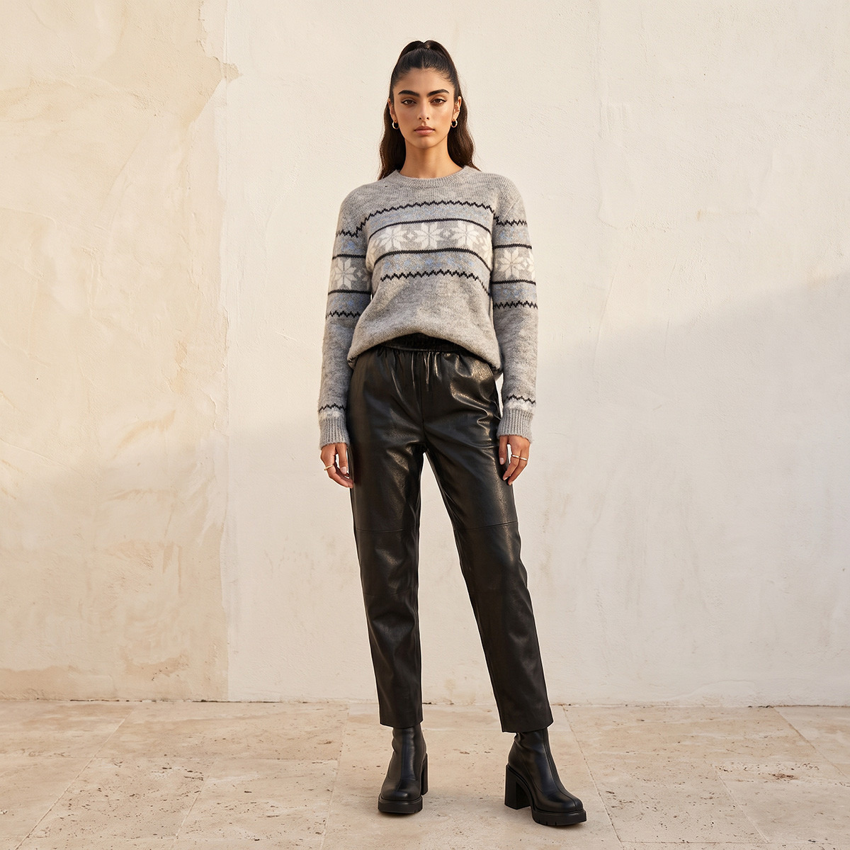 Splash Youth Fair Isle Textured Sweater-women-winterwear-cardigansandjumpers-jumpers-image-2