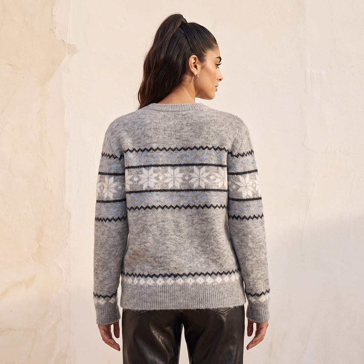 Splash Youth Fair Isle Textured Sweater-women-winterwear-cardigansandjumpers-jumpers-image-3