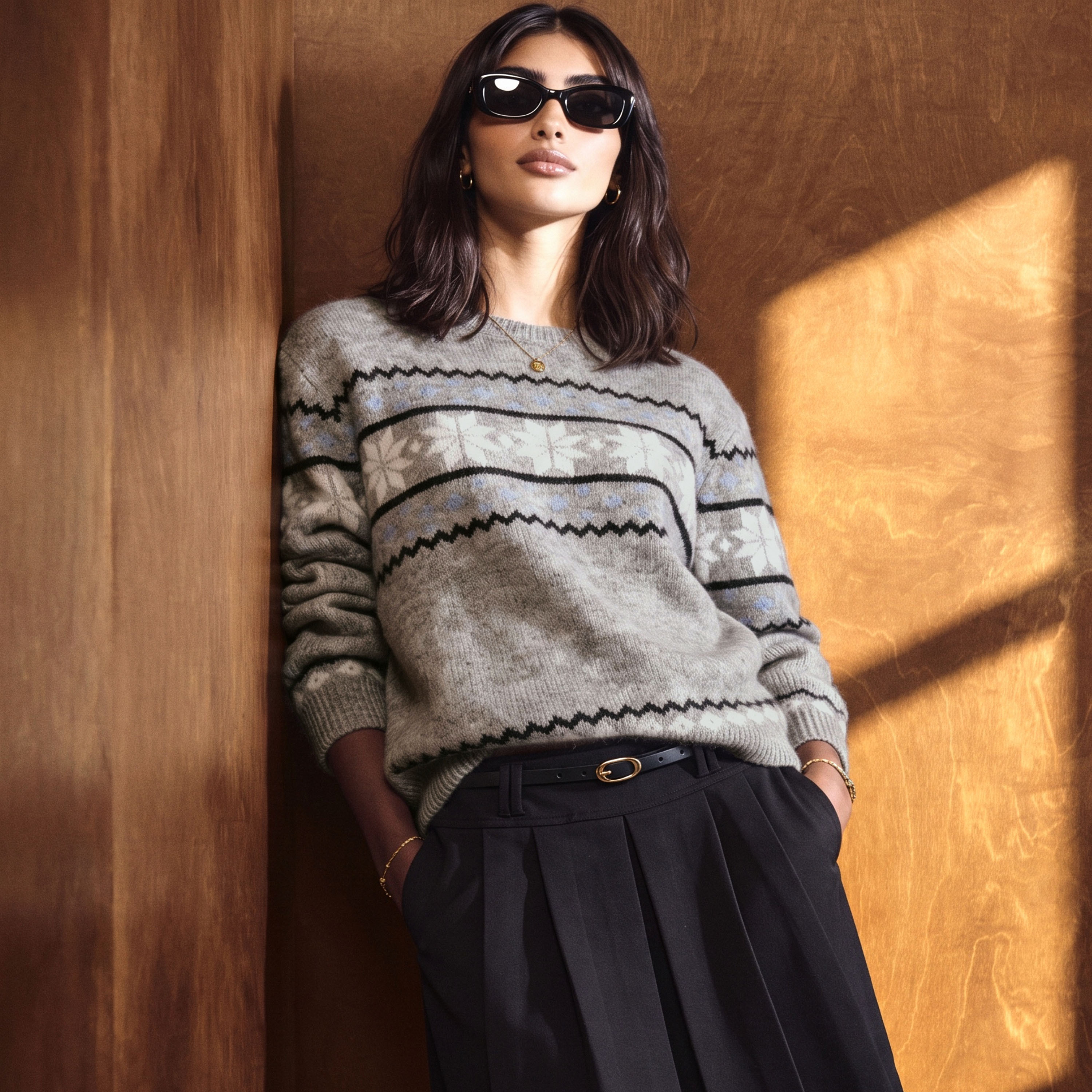 كنزة بنقشة فير آيل الشتوية من سبلاش يوث-women-winterwear-cardigansandjumpers-jumpers-image-1