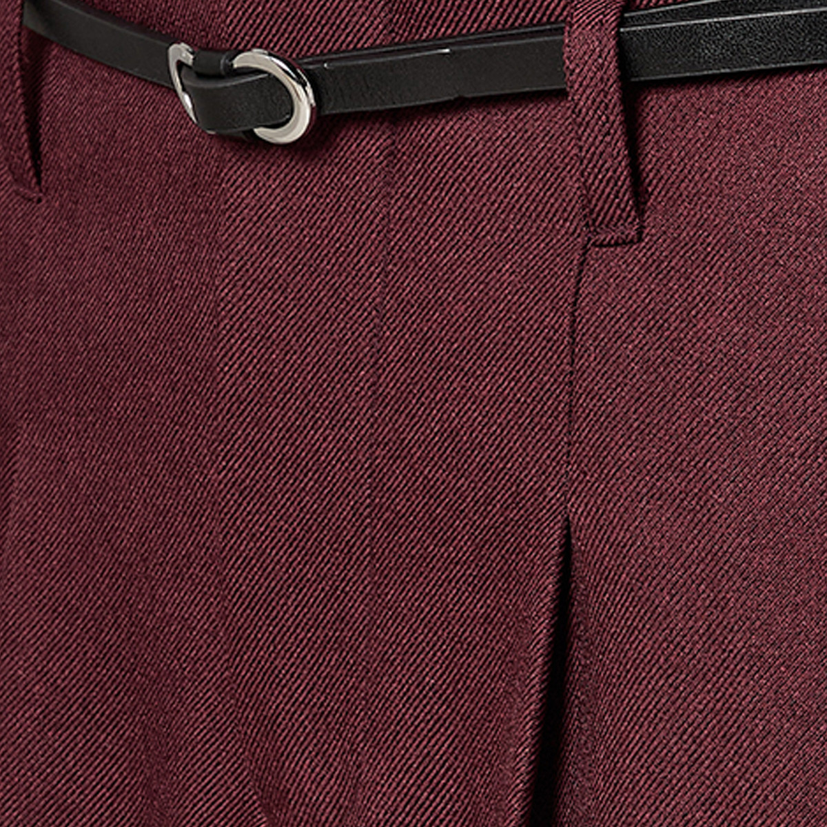بنطلون واسع الساقين بحزام وكسرات من يوث من سبلاش-women-clothing-trousers-image-5