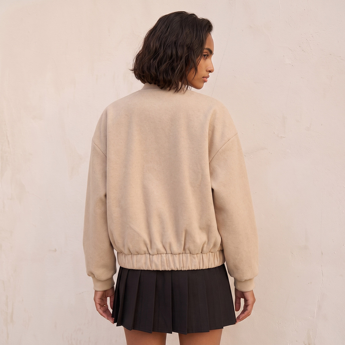 Splash Youth Melton Felt Regular Bomber Jacket with Zip Closure-women-winterwear-coatsandjackets-jackets-image-3
