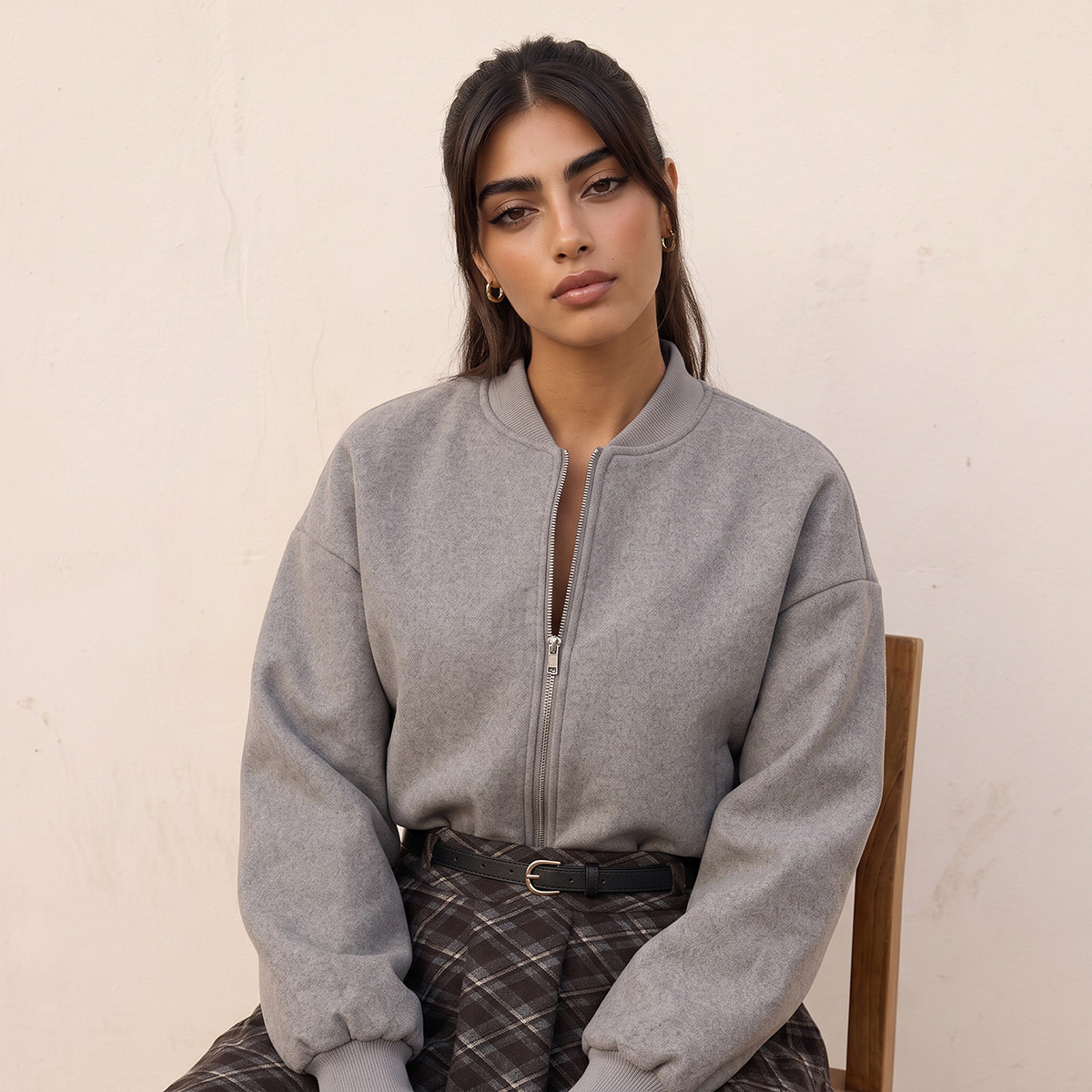 جاكيت بومبر ميلتون فيلت بقصة عادية وسحاب إغلاق من سبلاش يوث-women-winterwear-coatsandjackets-jackets-image-6