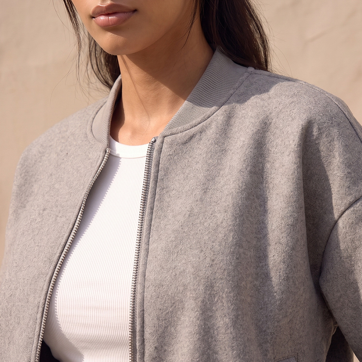 جاكيت بومبر ميلتون فيلت بقصة عادية وسحاب إغلاق من سبلاش يوث-women-winterwear-coatsandjackets-jackets-image-8