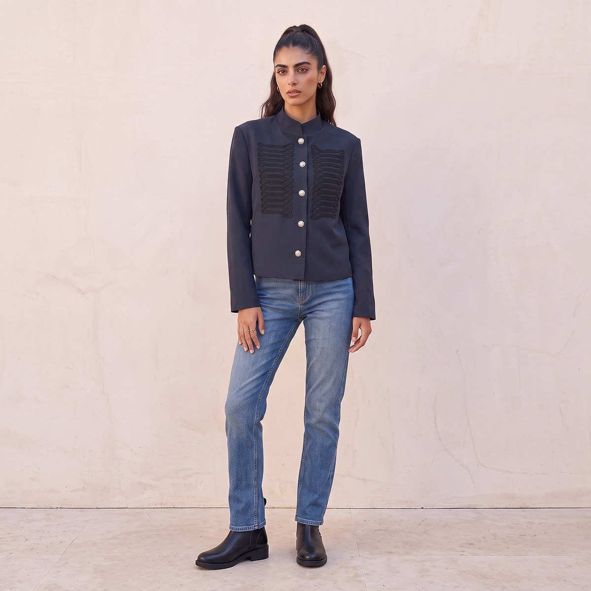 Splash Youth Napoleon Jacket with Soutache Braiding Detail-women-winterwear-coatsandjackets-jackets-image-2