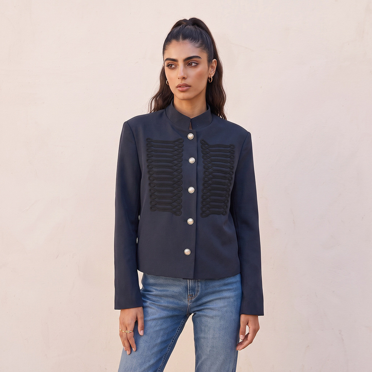 Splash Youth Napoleon Jacket with Soutache Braiding Detail-women-winterwear-coatsandjackets-jackets-image-5
