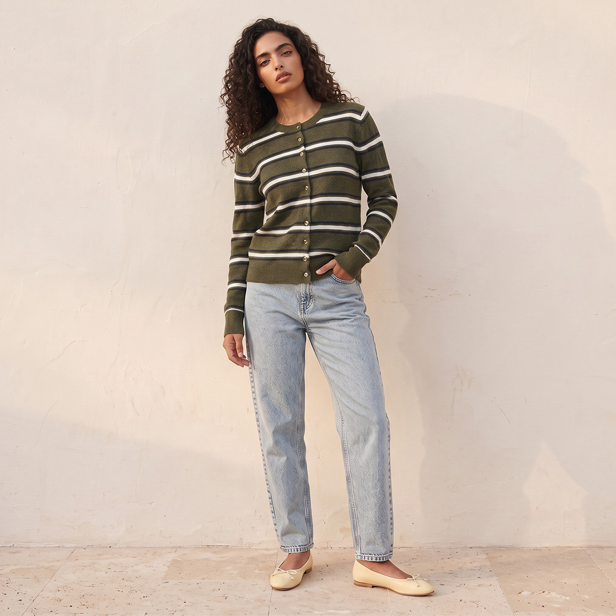 كارديجان مخطط من سبلاش يوث-women-winterwear-cardigansandjumpers-cardigans-image-3