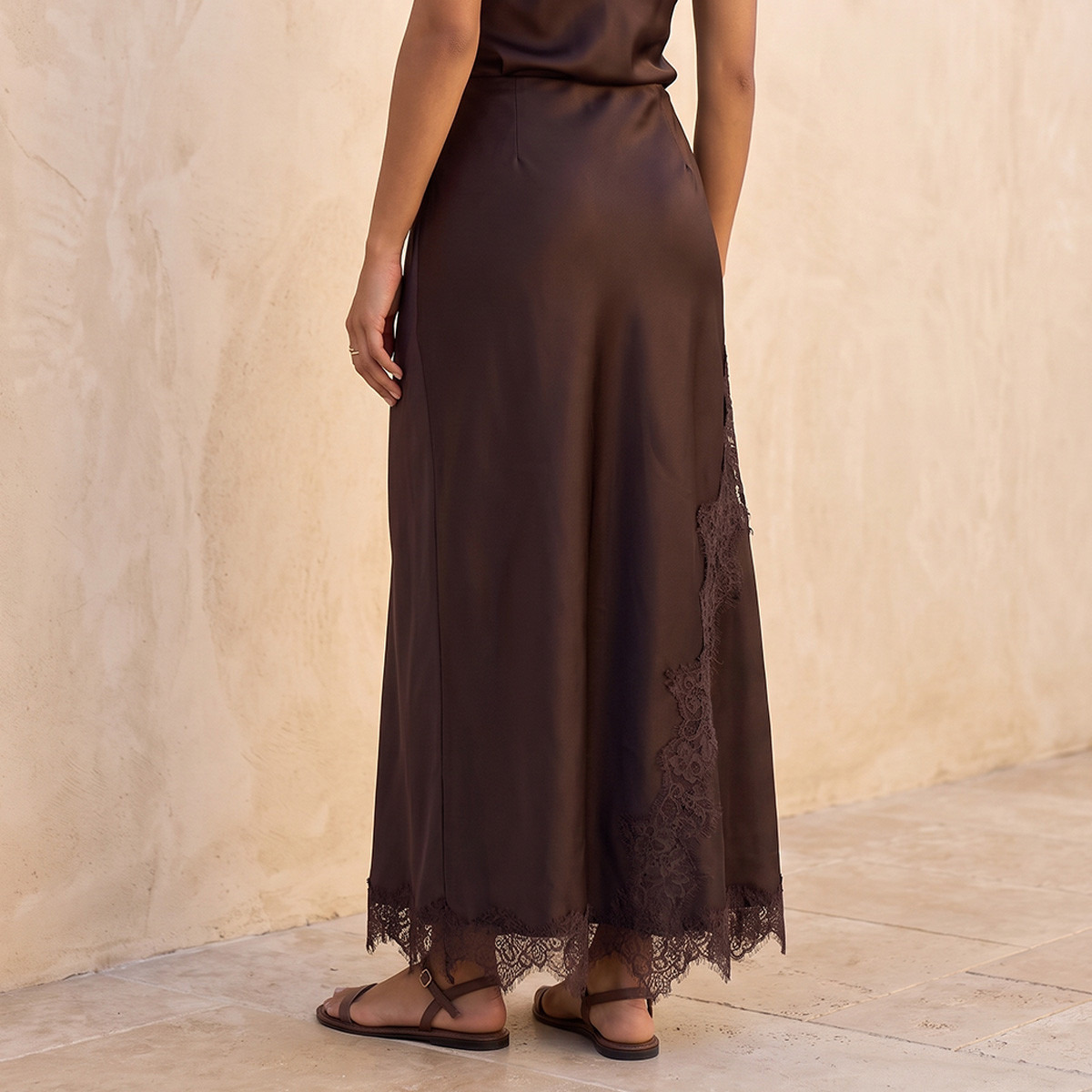 Splash Youth Maxi Satin A-line Skirt with Lace Trim-women-clothing-skirts-image-3