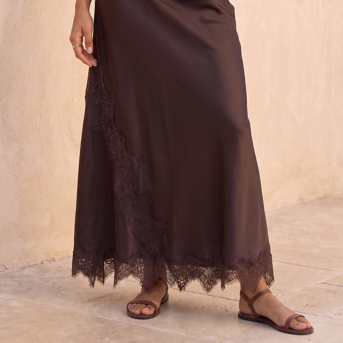 Splash Youth Maxi Satin A-line Skirt with Lace Trim-women-clothing-skirts-image-5
