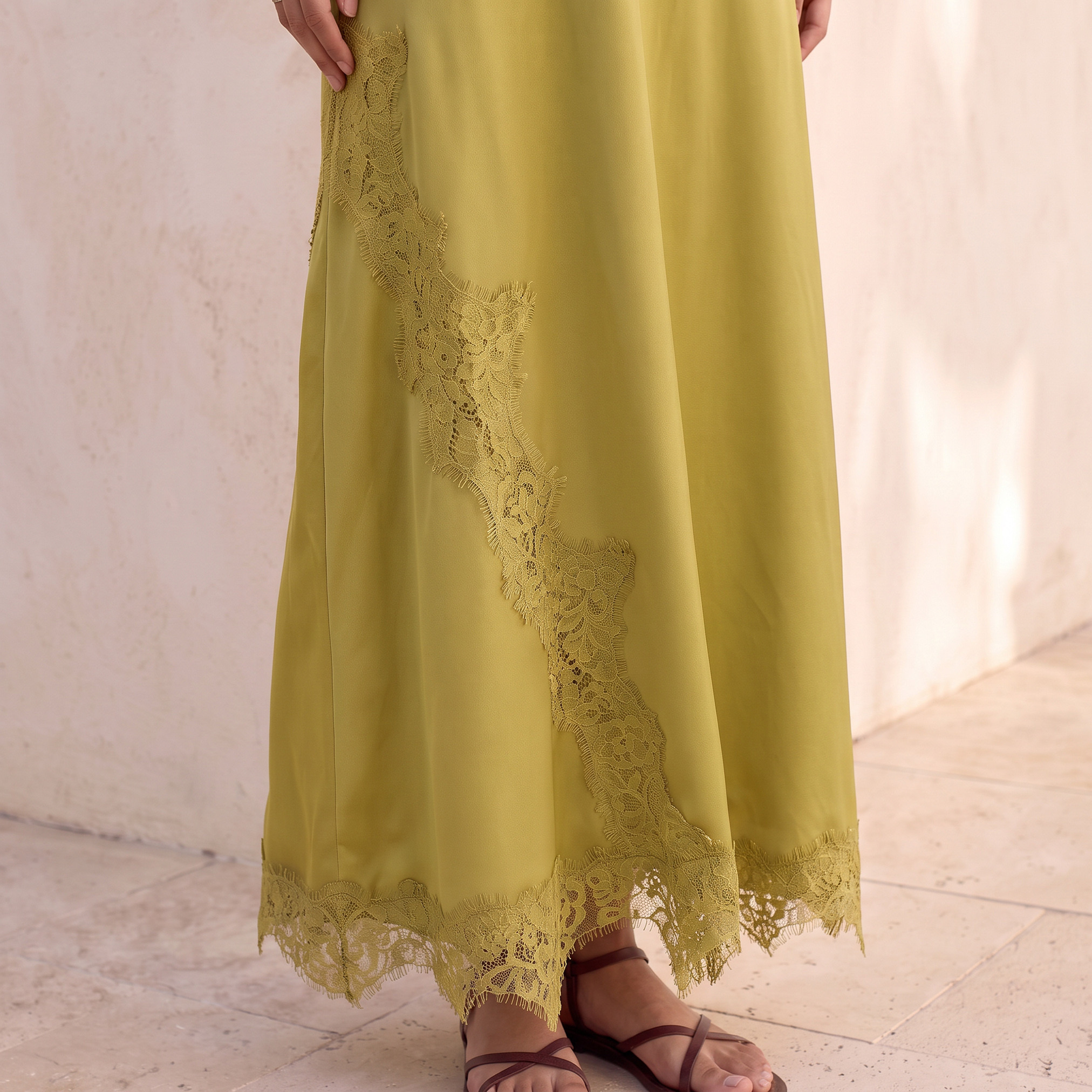 Splash Youth Maxi Satin A-line Skirt with Lace Trim-women-clothing-skirts-image-5