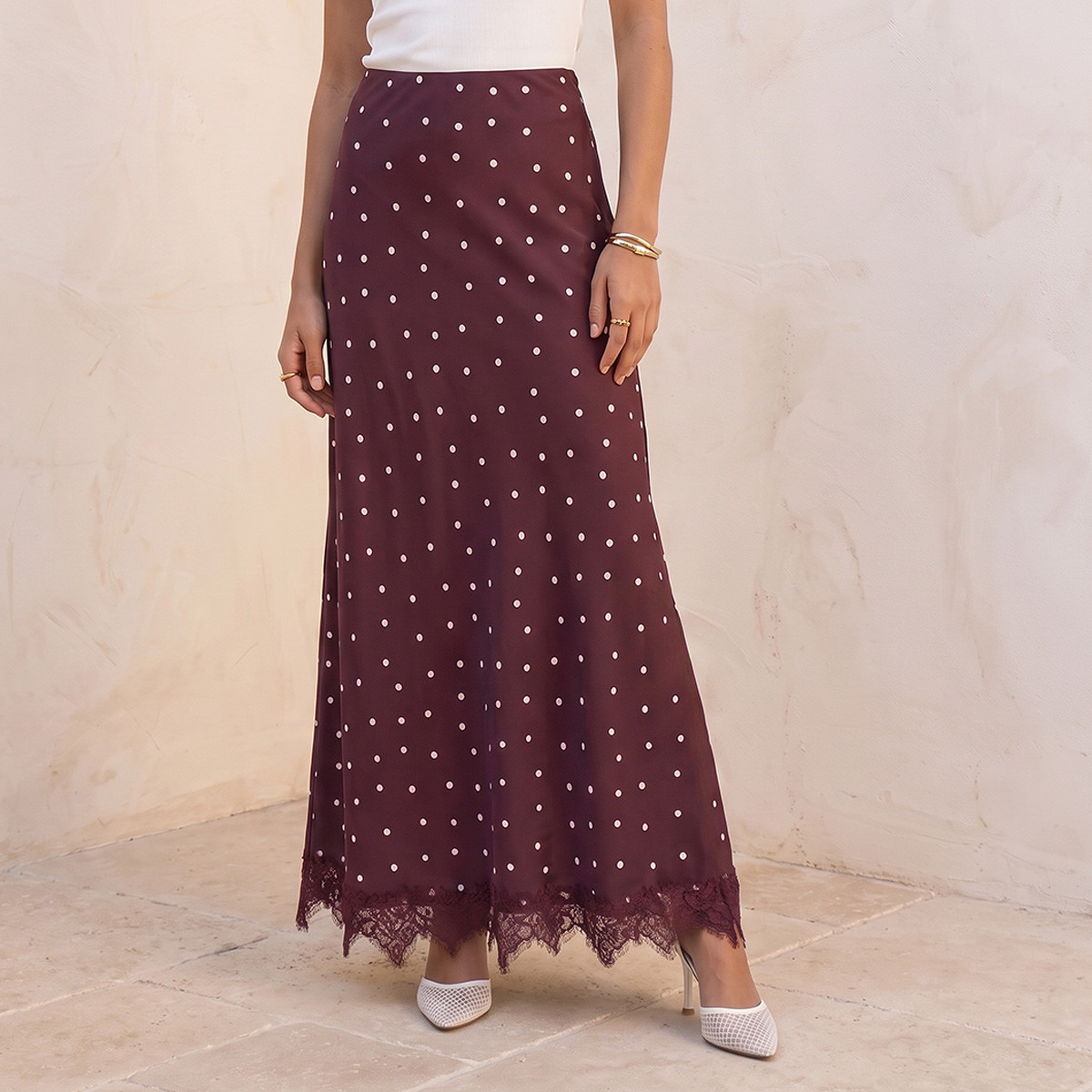 Splash Youth Polka Dot Print A-line Skirt with Zip Closure-women-clothing-skirts-image-2