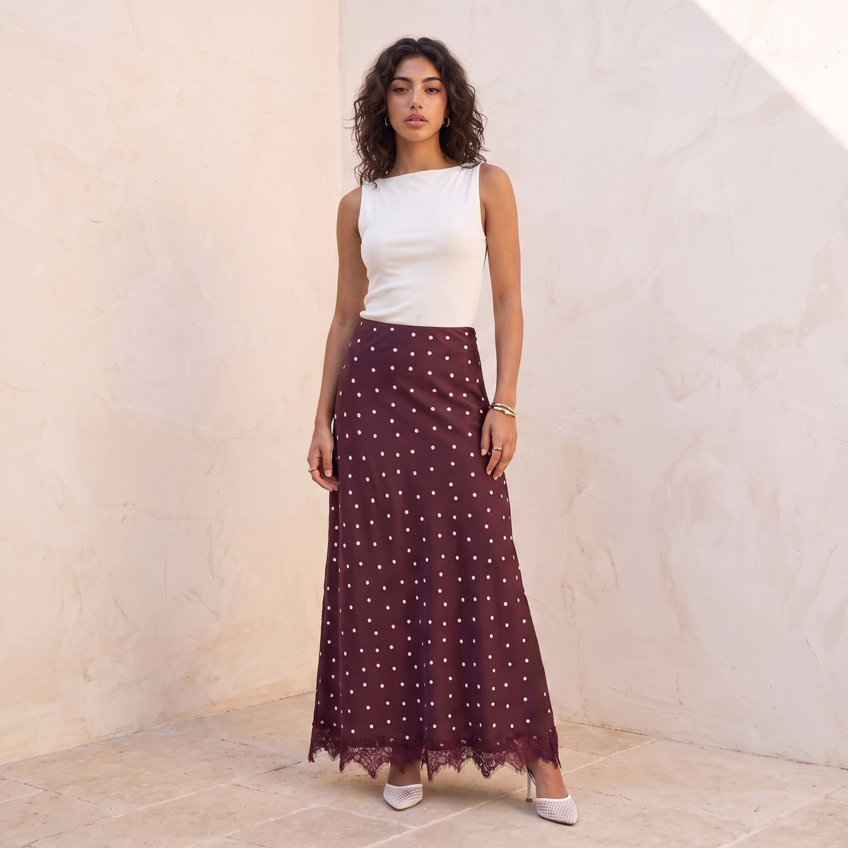 Splash Youth Polka Dot Print A-line Skirt with Zip Closure-women-clothing-skirts-image-3
