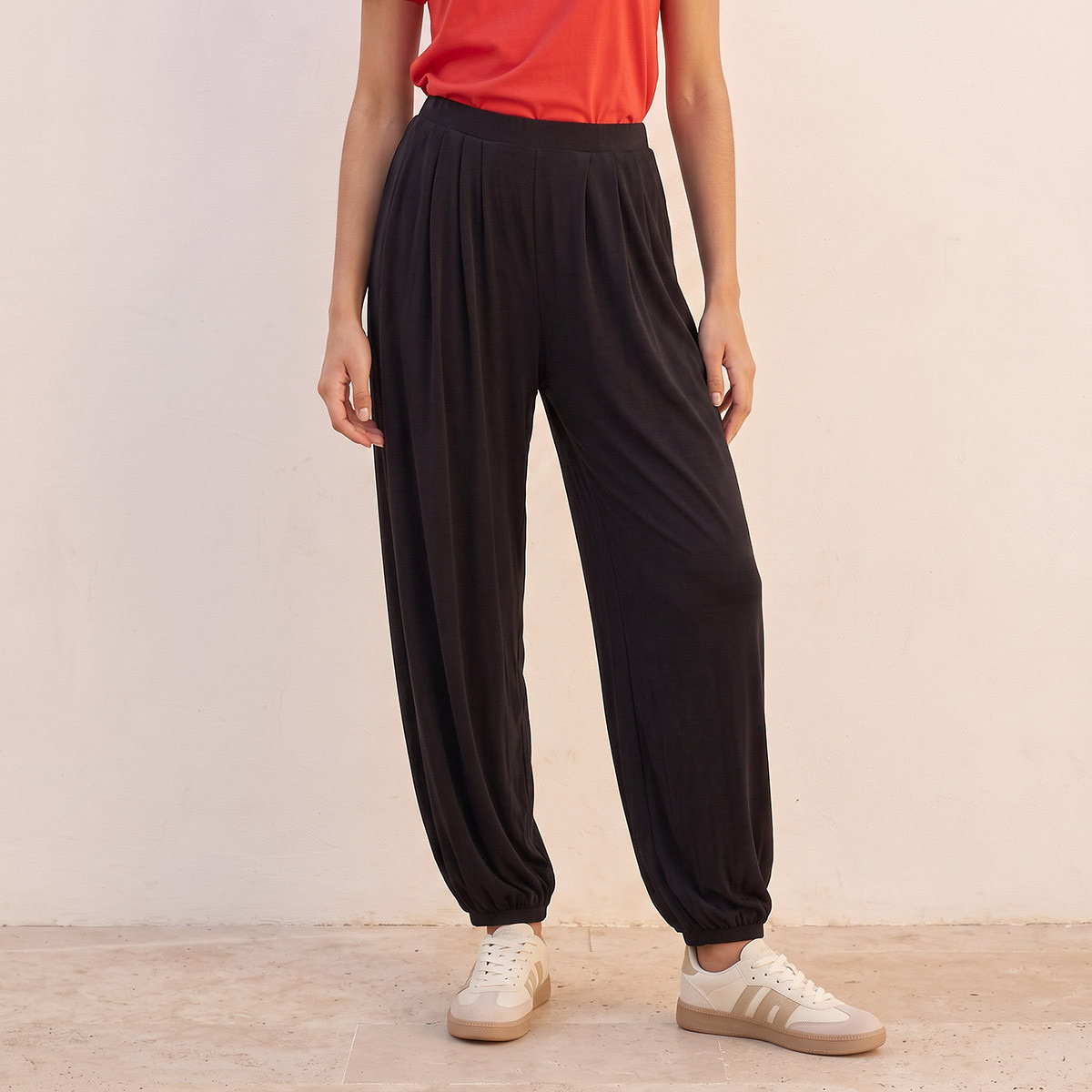 Splash Youth Relaxed Fit Elasticated Waist Pleated Pants-women-clothing-trousers-image-2