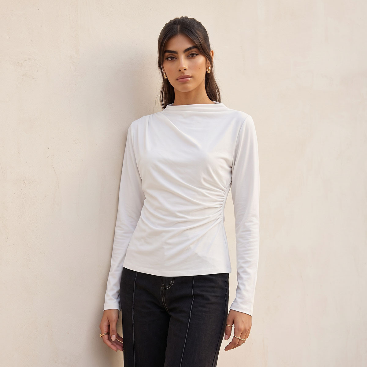 Splash Youth Slim Fit Top with Ruched Accent-women-clothing-shirtsandblouses-blouses-image-2