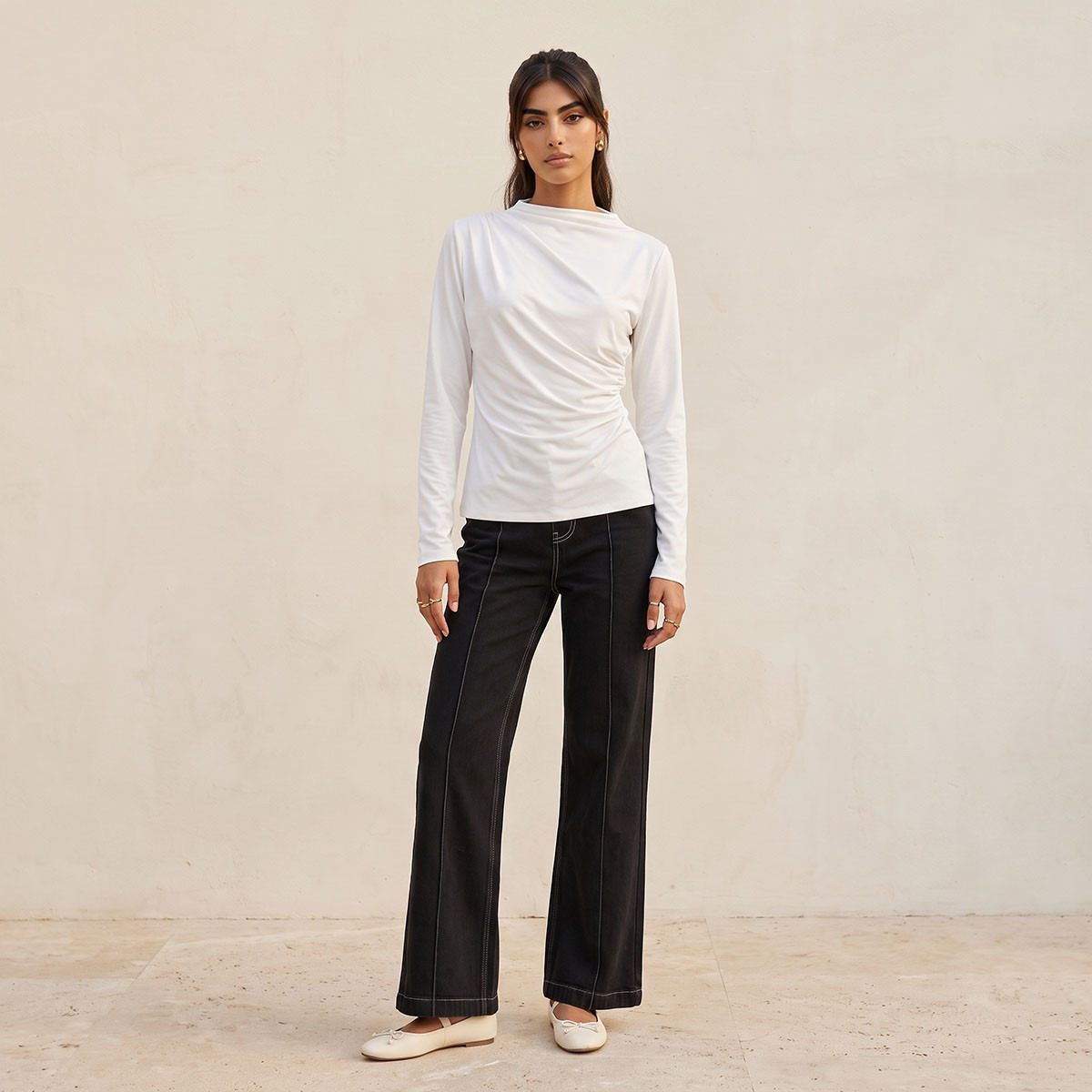 Splash Youth Slim Fit Top with Ruched Accent-women-clothing-shirtsandblouses-blouses-image-3