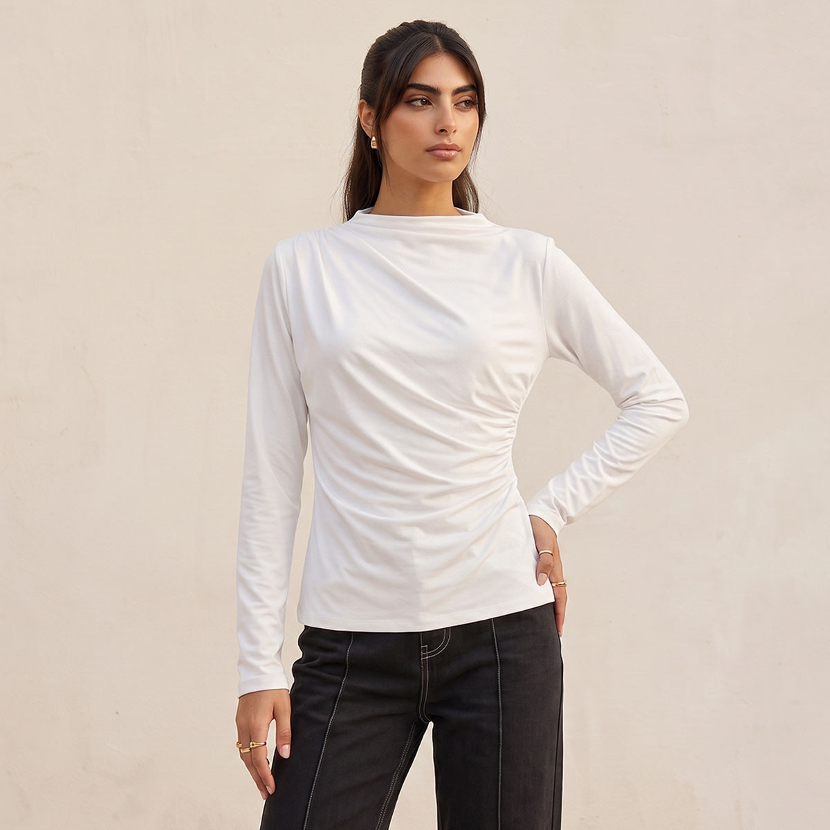 Splash Youth Slim Fit Top with Ruched Accent-women-clothing-shirtsandblouses-blouses-image-8