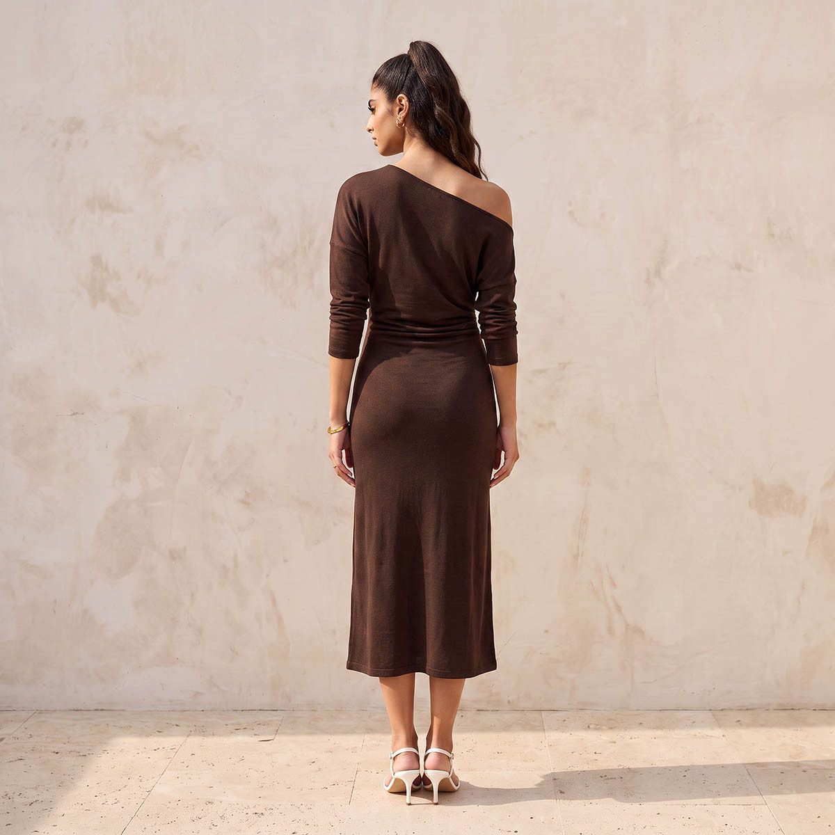 Splash Youth Midi Bodycon Dress with One Shoulder Design-women-clothing-dresses-image-4