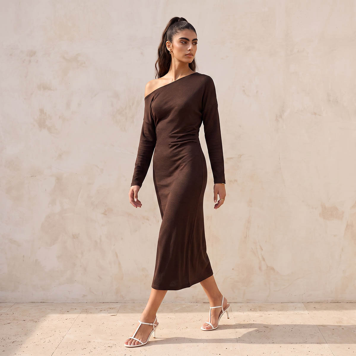 Splash Youth Midi Bodycon Dress with One Shoulder Design-women-clothing-dresses-image-7