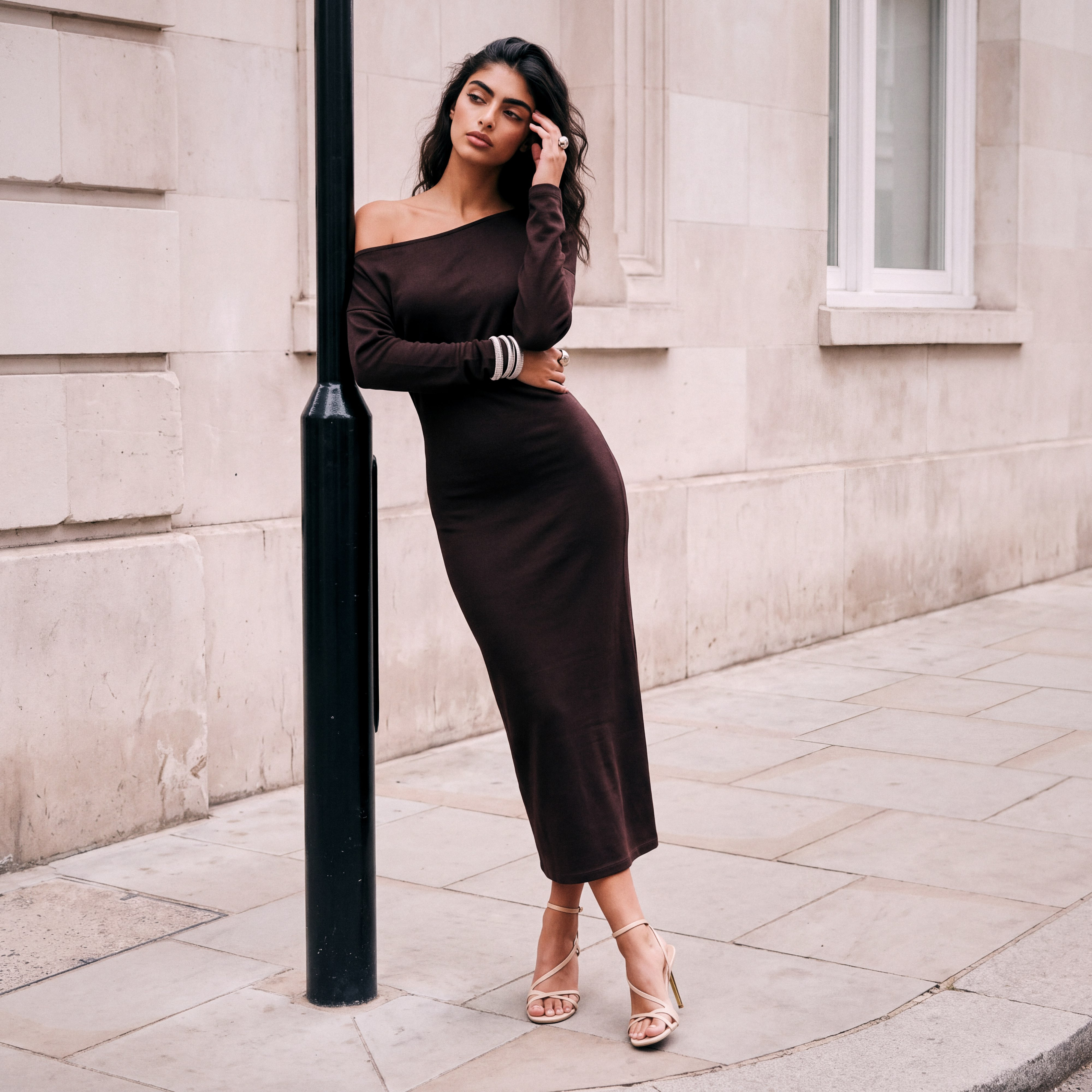Splash Youth Midi Bodycon Dress with One Shoulder Design-women-clothing-dresses-image-1