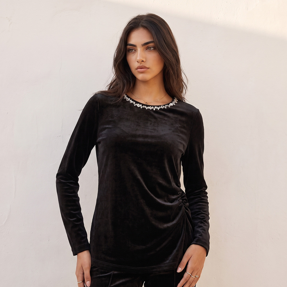 Splash Youth Velour Top with Embellishment-women-clothing-tshirts-image-1