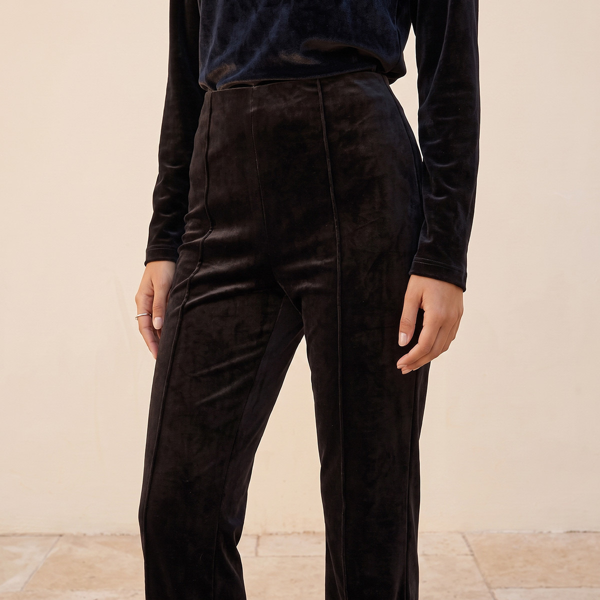 Splash Youth Relaxed Fit Textured Velour Pants-women-clothing-trousers-image-4