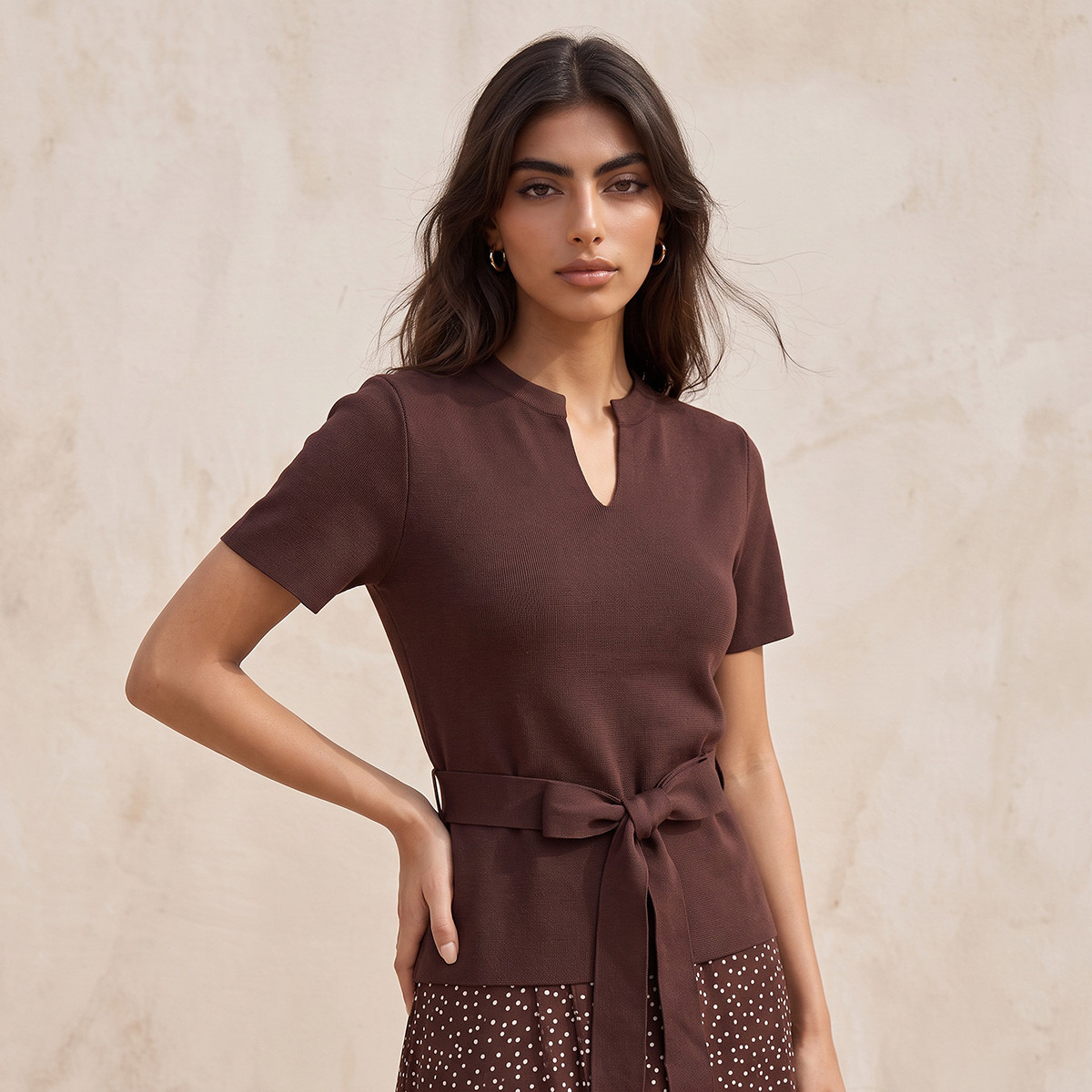 Splash Youth Polka Dot Print Dress with Tie-Up Belt-women-clothing-dresses-image-6