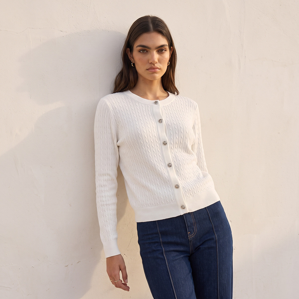 Splash Youth Textured Cardigan with Button Closure-women-winterwear-cardigansandjumpers-cardigans-image-2
